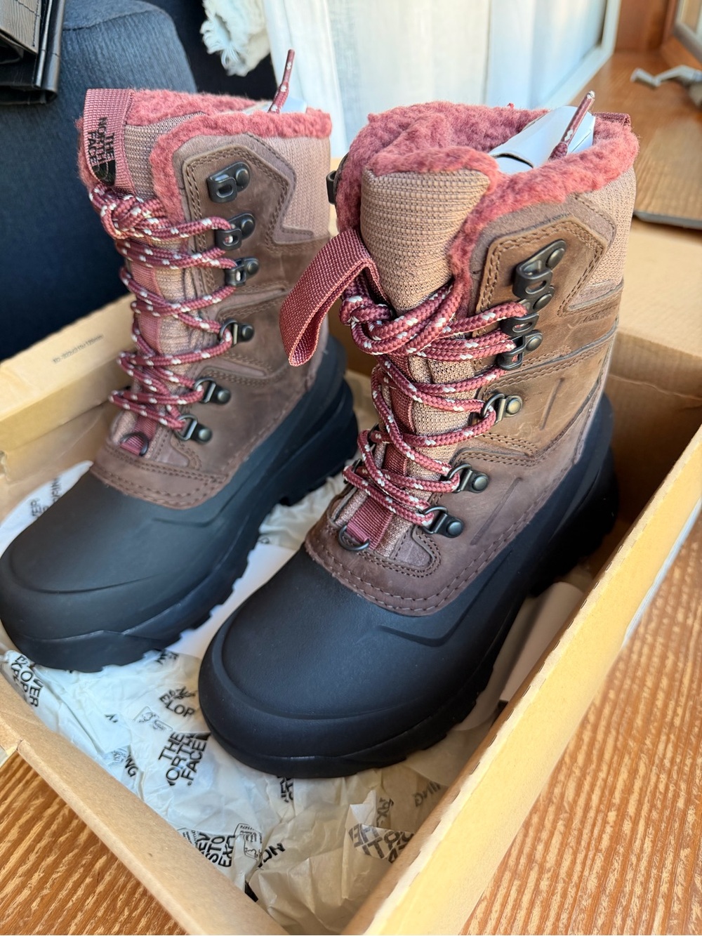 The North Face Kids Brown and Pink Insulated Snow Boots